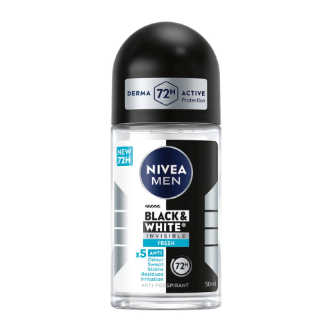 Barbati - Nivea Men Invisible Black & White Fresh Antiperspirant Roll-On pentru Barbati 50 ml
