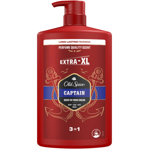 Barbati - Old Spice Captain Extra XL Gel de Dus 3 in 1 pentru Corp, Par si Fata 1000 ml