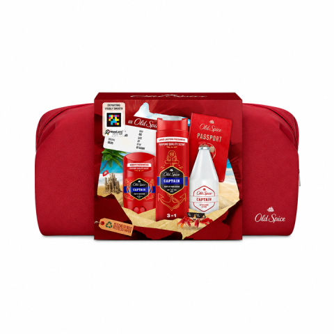 Barbati - Old Spice Captain Set Cadou cu Trusa de Voiaj Gel de Dus 250 ml, Deodorant Stick 50 ml si After Shave 100 ml