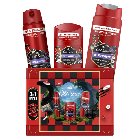 Barbati - Old Spice Night Panther Set Cadou Deodorant Spray, Deodorant Stick si Gel de Dus 3 in 1