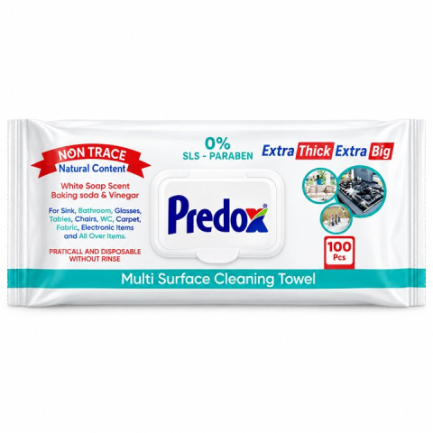 Curatenie - Predo X Power Servetele Umede Multisuprafete cu Parfum de Sapun Alb, Bicarbonat si Otet 100 buc