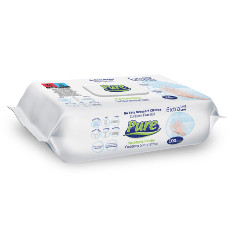 Curatenie - Pure Extra Clean Servetele Umede pentru Curatarea Suprafetelor cu Parfum de Sapun Alb 100 buc