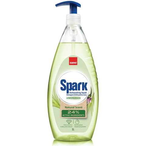 Curatenie - Sano Spark Lemongrass Detergent Lichid de Vase cu Pompa 1 L