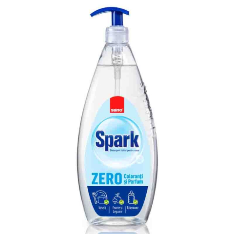 Curatenie - Sano Spark Zero fara Coloranti si Parfum Detergent Lichid de Vase cu Pompa 1 L