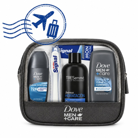 Set calatorie Dove Men+Care 5 produse in neceser transparent admis in avion [1]