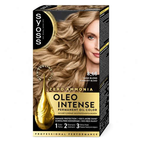 Ingrijire par - Syoss Oleo Intense 8-68 Vopsea de Par Permanenta fara Amoniac Blond Nisipiu