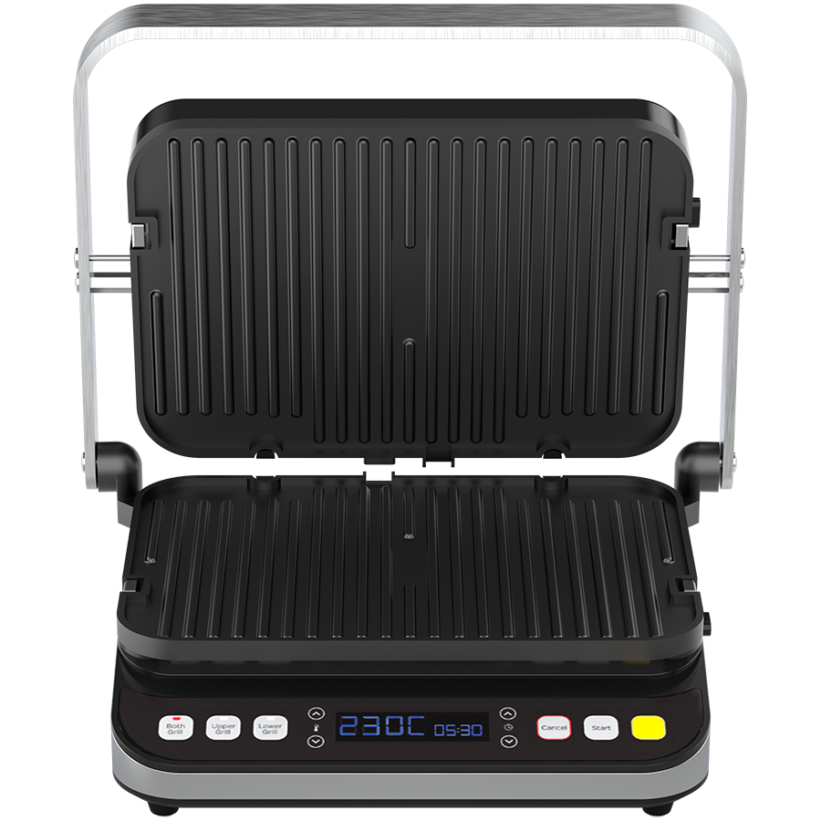 AENO ''Electric Grill EG1: 2000W, 3 heating modes - Upper Grill, Lower Grill, Both Grills Defrost, Max opening angle -180°, Temperature regulation, Timer, Removable double-sided plates, Plate size 320 [3]