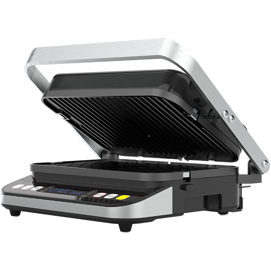 AENO ''Electric Grill EG1: 2000W, 3 heating modes - Upper Grill, Lower Grill, Both Grills Defrost, Max opening angle -180°, Temperature regulation, Timer, Removable double-sided plates, Plate size 320 [1]
