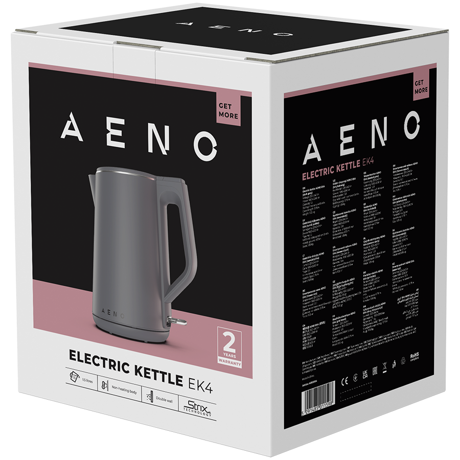 AENO Electric Kettle EK4: 1850-2200W, 1.5L, Strix, Double-walls, Non-heating body, Auto Power Off, Dry tank Protection [5]