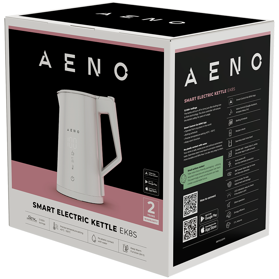 AENO Electric Kettle EK8S Smart: 1850-2200W, 1.7L, Strix, Double-walls, Temperature Control, Keep warm Function, Control via Wi-Fi, LED-display, Non-heating body, Auto Power Off, Dry tank Protection [3]