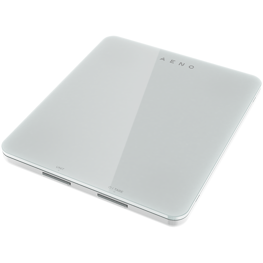 AENO Kitchen Scale KS1S Smart, Max load - 8 kg, Bluetooth, 10,000+ products & meals, 25 indicators analysis, Coffee mode, 6 unit conversion: kg, g, lb, fl, oz, ml, Material - glass [1]