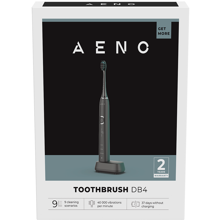 AENO Sonic Electric Toothbrush, DB4: Black, 9 scenarios, with 3D touch, wireless charging, 46000rpm, 40 days without charging, IPX7 [6]