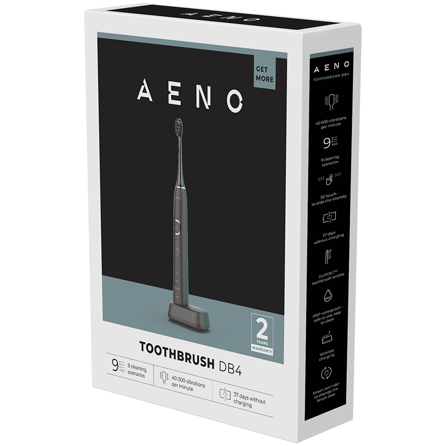 AENO Sonic Electric Toothbrush, DB4: Black, 9 scenarios, with 3D touch, wireless charging, 46000rpm, 40 days without charging, IPX7 [7]