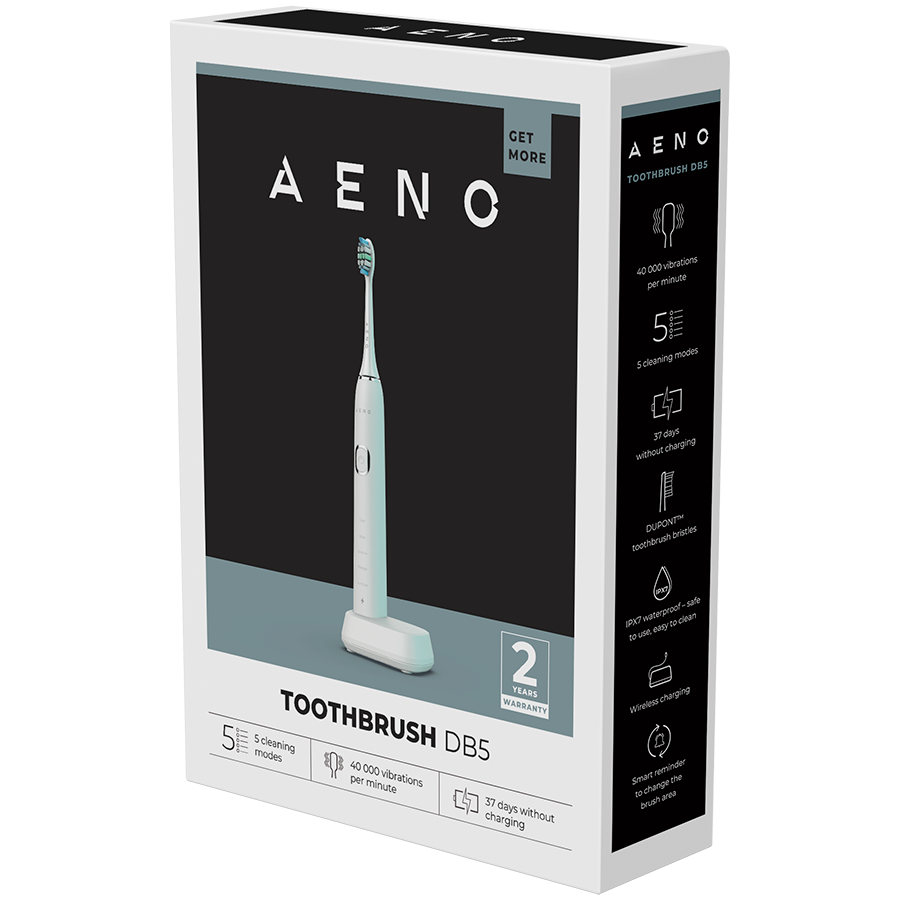AENO Sonic Electric Toothbrush DB5: White, 5 modes, wireless charging, 46000rpm, 40 days without charging, IPX7 [7]