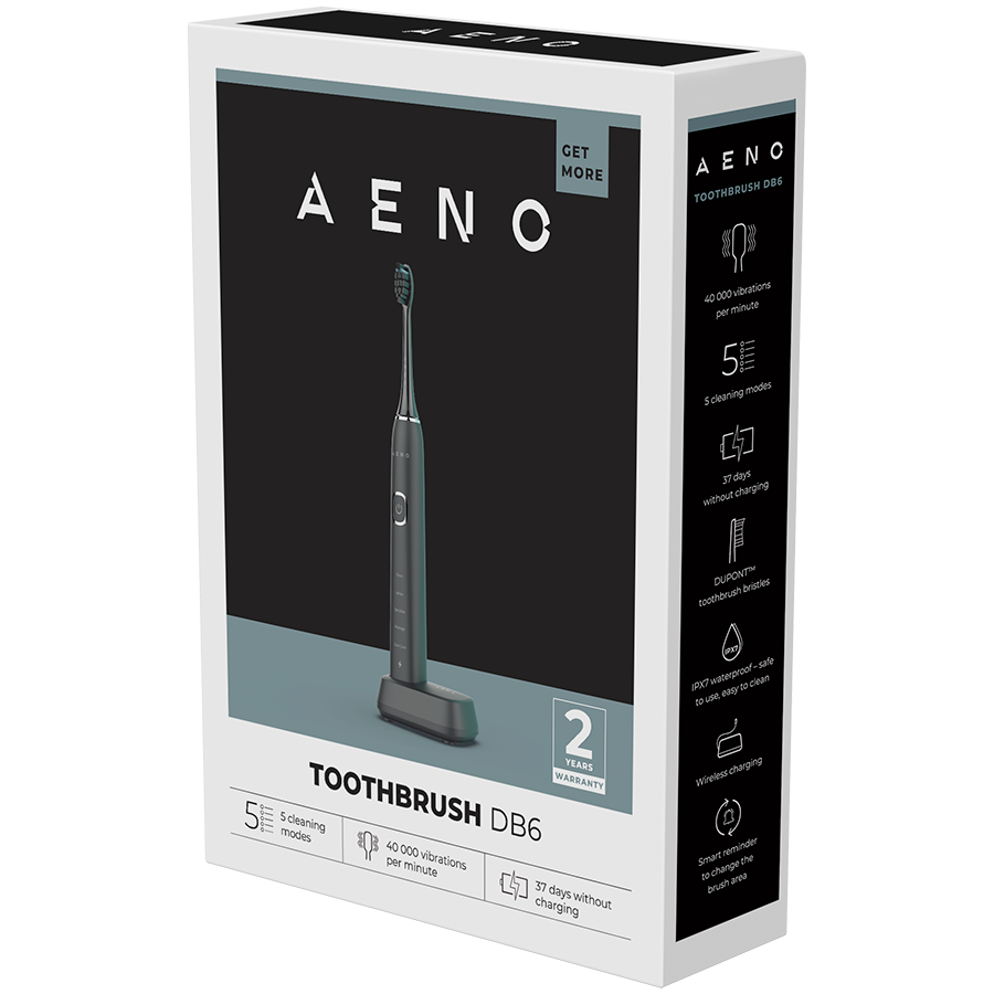 AENO Sonic Electric Toothbrush DB6: Black, 5 modes, wireless charging, 46000rpm, 40 days without charging, IPX7 [7]
