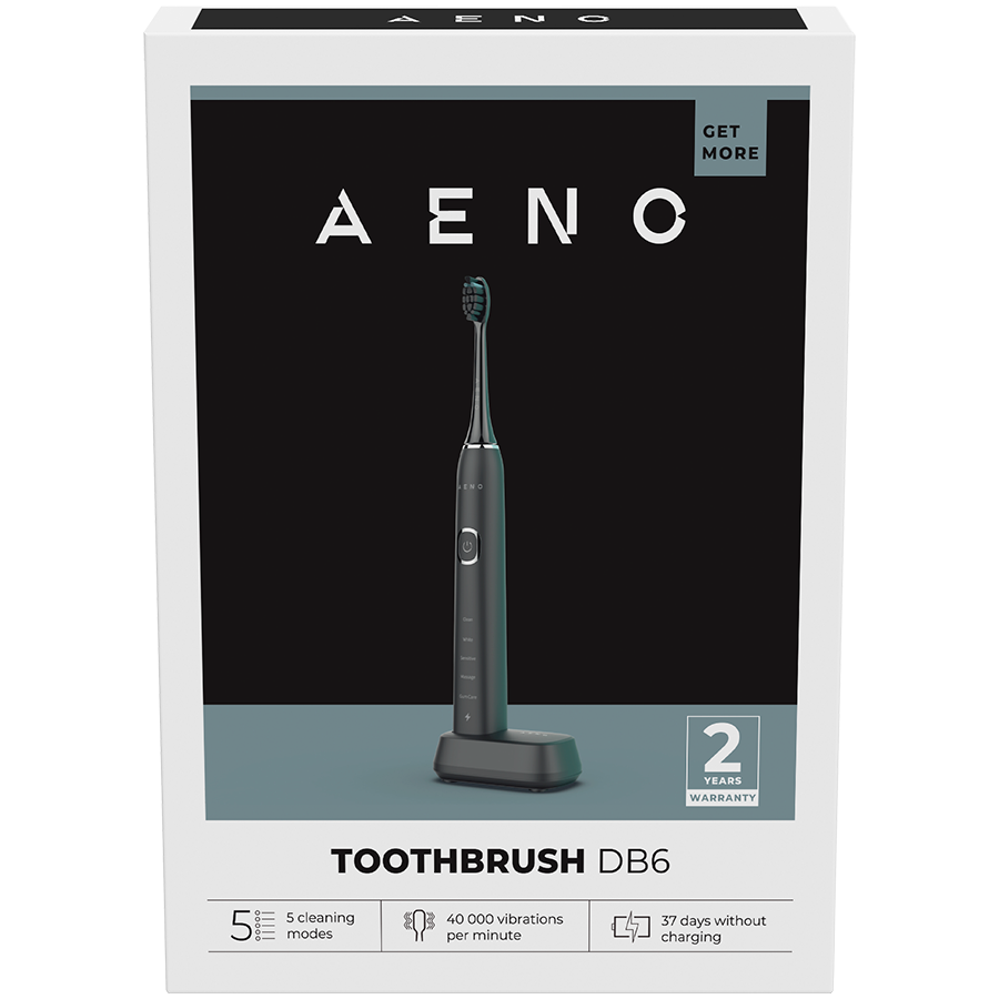 AENO Sonic Electric Toothbrush DB6: Black, 5 modes, wireless charging, 46000rpm, 40 days without charging, IPX7 [4]
