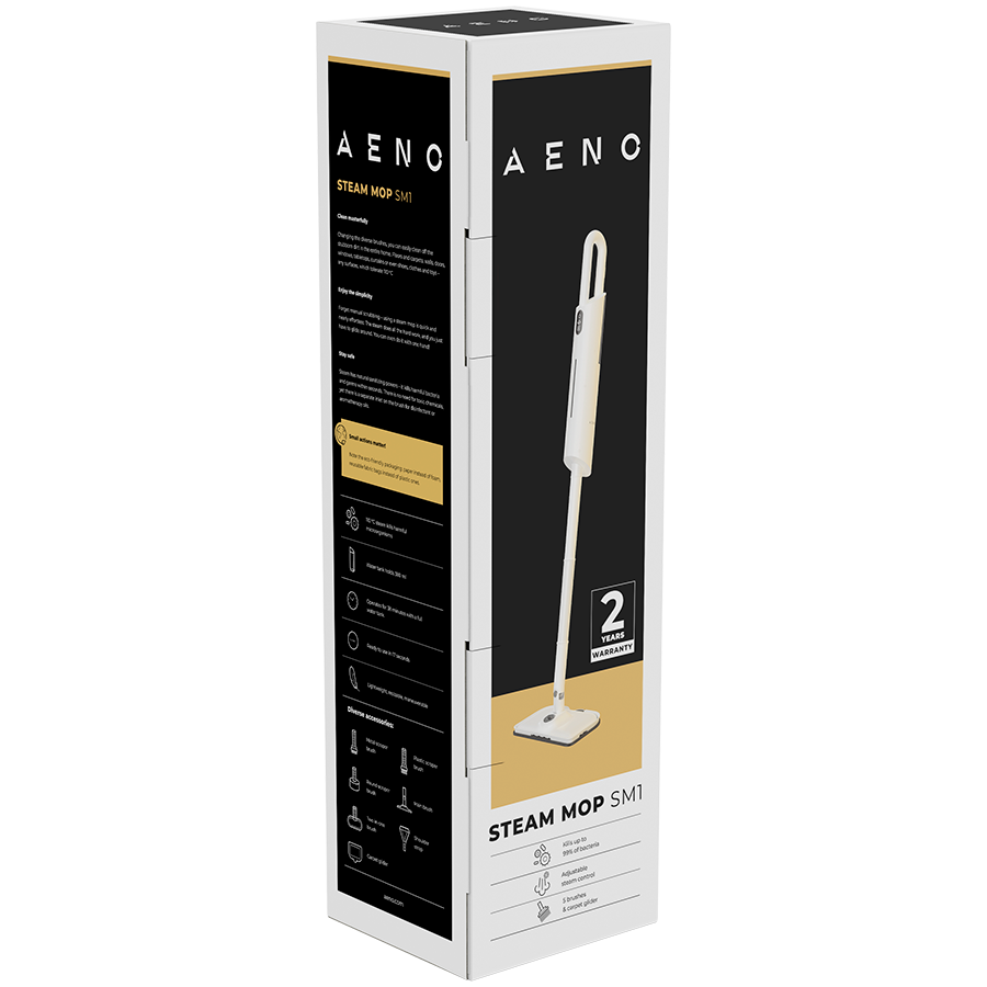 AENO Steam Mop SM1: built-in water filter, aroma oil tank, 1200W, 110°C, Tank Volume 380 ml, Screen Touch Switch [6]