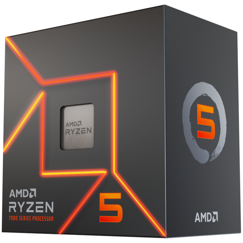 AMD CPU Desktop Ryzen 5 6C/12T 7600 (5.2GHz Max, 38MB,65W,AM5) box, with Radeon Graphics and Wraith Stealth Cooler [1]