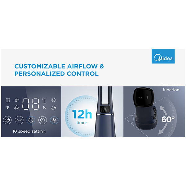 Bladeless Fan & air purifier, Smart WiFi, digital with IOT and remote, H13 HEPA filter, 10 speeds, wide oscillation, ION mode, up to 48 m2, timer, INTELLIGENT WIND, sleep mode, Led display [5]
