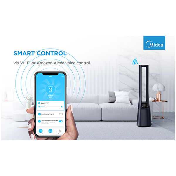 Bladeless Fan & air purifier, Smart WiFi, digital with IOT and remote, H13 HEPA filter, 10 speeds, wide oscillation, ION mode, up to 48 m2, timer, INTELLIGENT WIND, sleep mode, Led display [10]