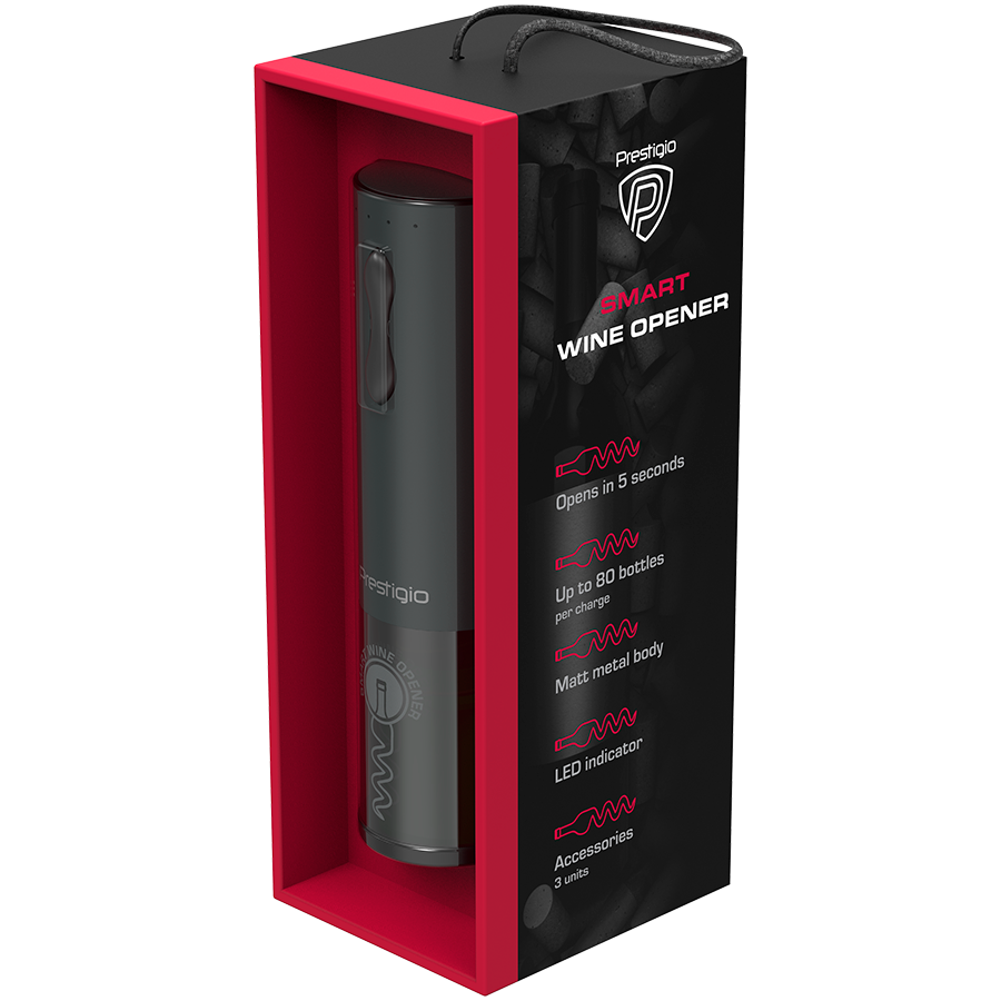 Bolsena, Electric wine opener with Prestigio Logo, aerator , vacuum preserver, Black color [6]