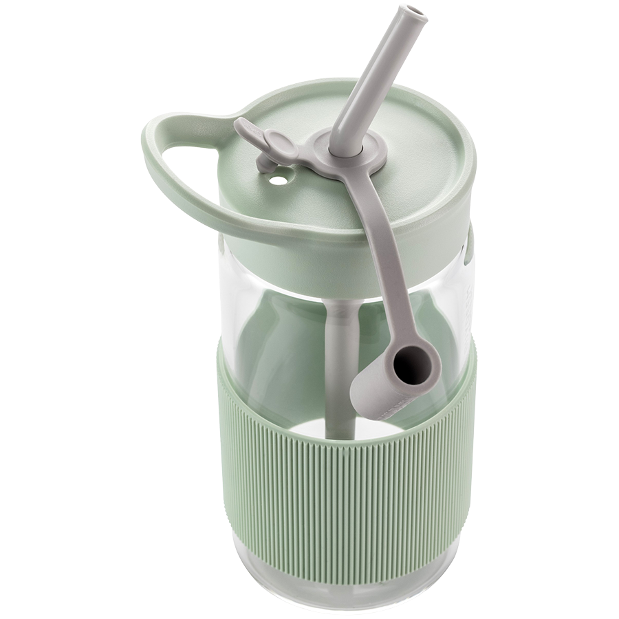 BUYDEEM Portable Glass Straw Bottle 500 ml, model CD1017, color Cozy Greenish [1]