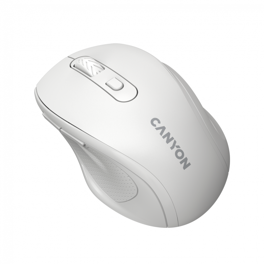 Canyon 6 buttons wireless 2.4Ghz mouse, MX8650A Sensor, DPI up to 1600,Injection case, 3 M life times left and right switches, 2xAAA battery, ABS material, Size: 105x71x40mm, Weight: 59g, white [3]