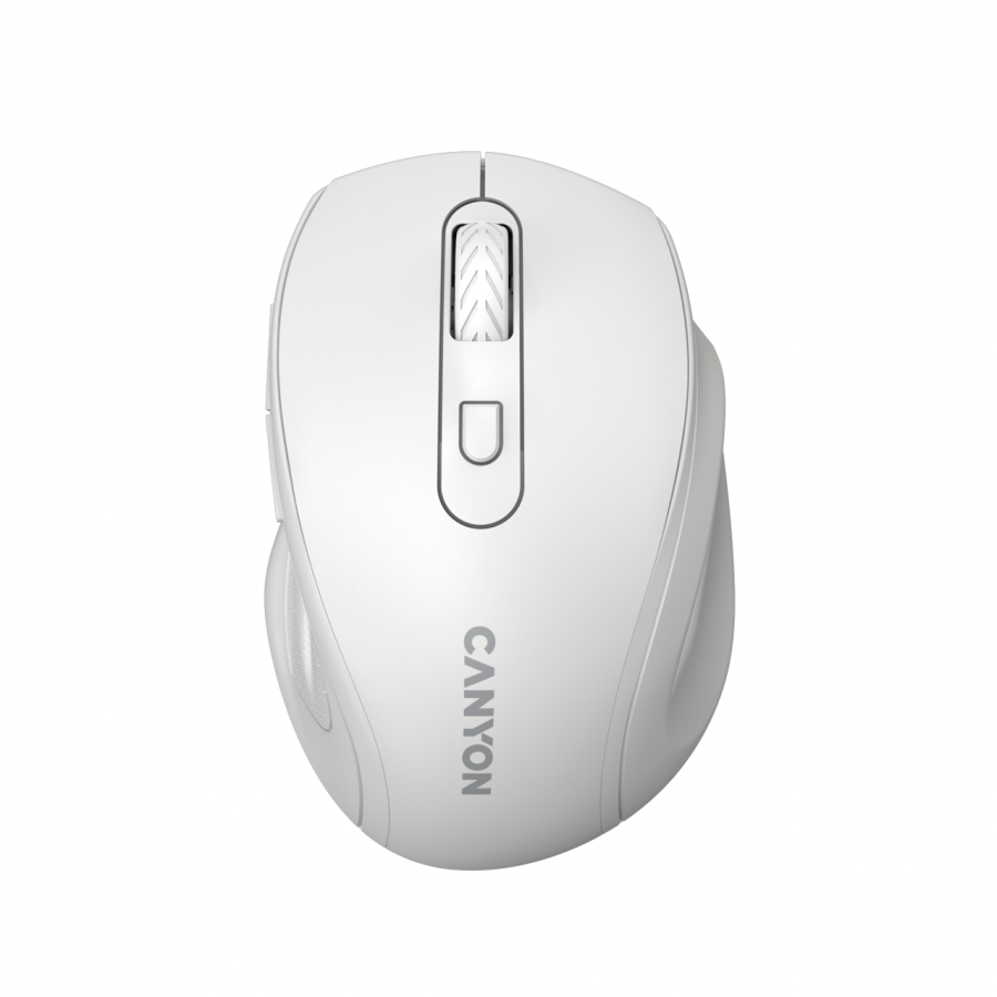 Canyon 6 buttons wireless 2.4Ghz mouse, MX8650A Sensor, DPI up to 1600,Injection case, 3 M life times left and right switches, 2xAAA battery, ABS material, Size: 105x71x40mm, Weight: 59g, white [1]