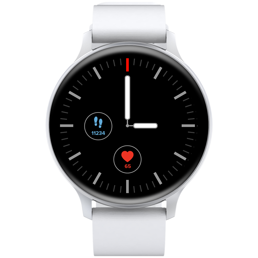 CANYON Badian SW-68, Smartwatch, Realtek 8762CK, 1.28''TFT 240x240px; RAM : 160KB, Lithium-ion polymer battery, 3.7V 190mAh Include, Silver Zinc alloy middle frame + plastic bottom case+ white Silicon [1]