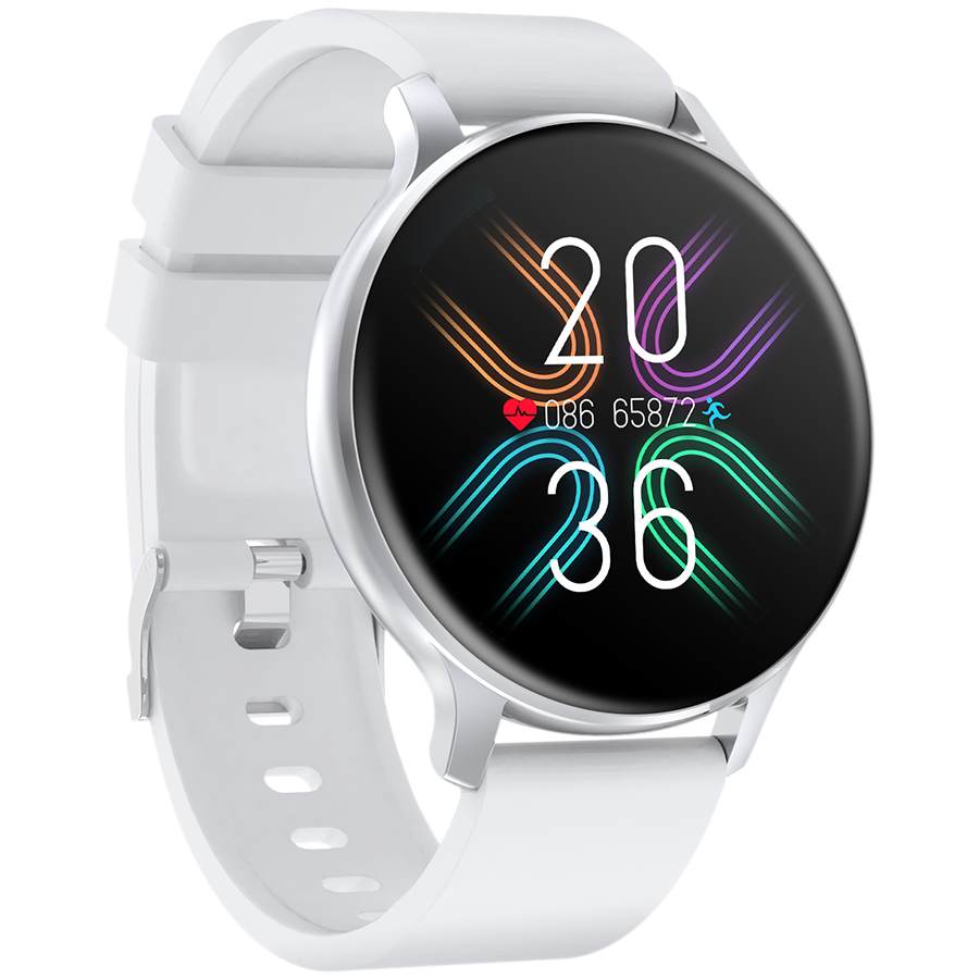 CANYON Badian SW-68, Smartwatch, Realtek 8762CK, 1.28''TFT 240x240px; RAM : 160KB, Lithium-ion polymer battery, 3.7V 190mAh Include, Silver Zinc alloy middle frame + plastic bottom case+ white Silicon [3]