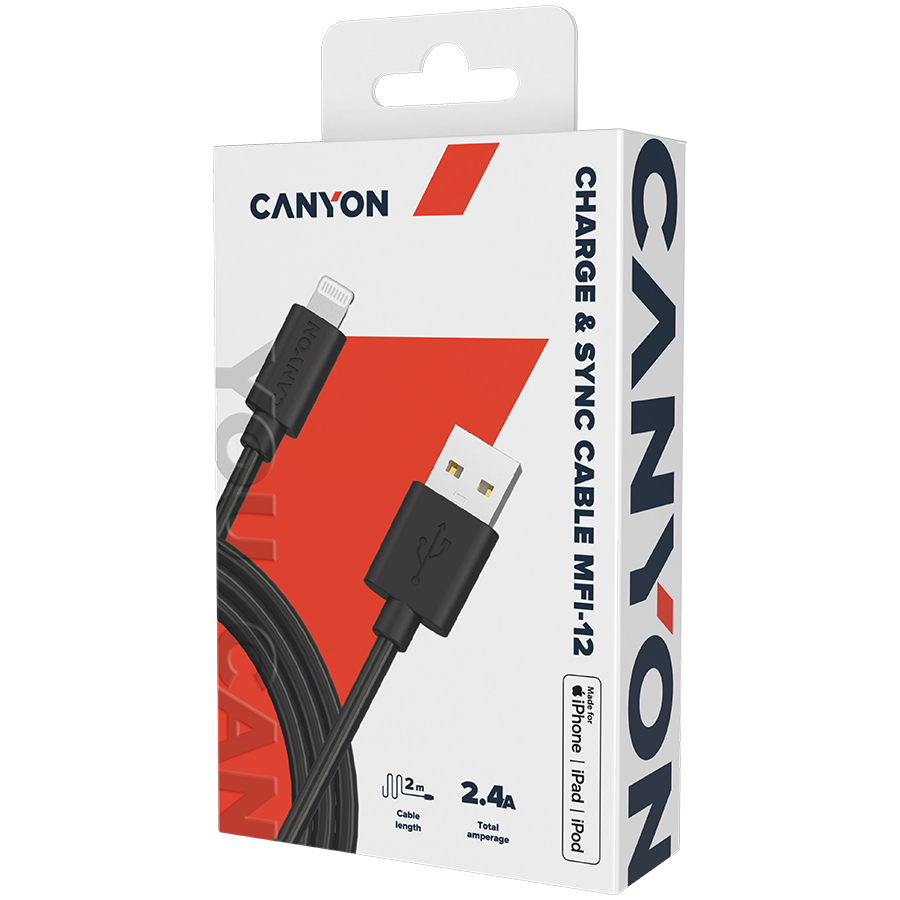 CANYON cable MFI-12 USB-A to Lightning 2m Black [2]