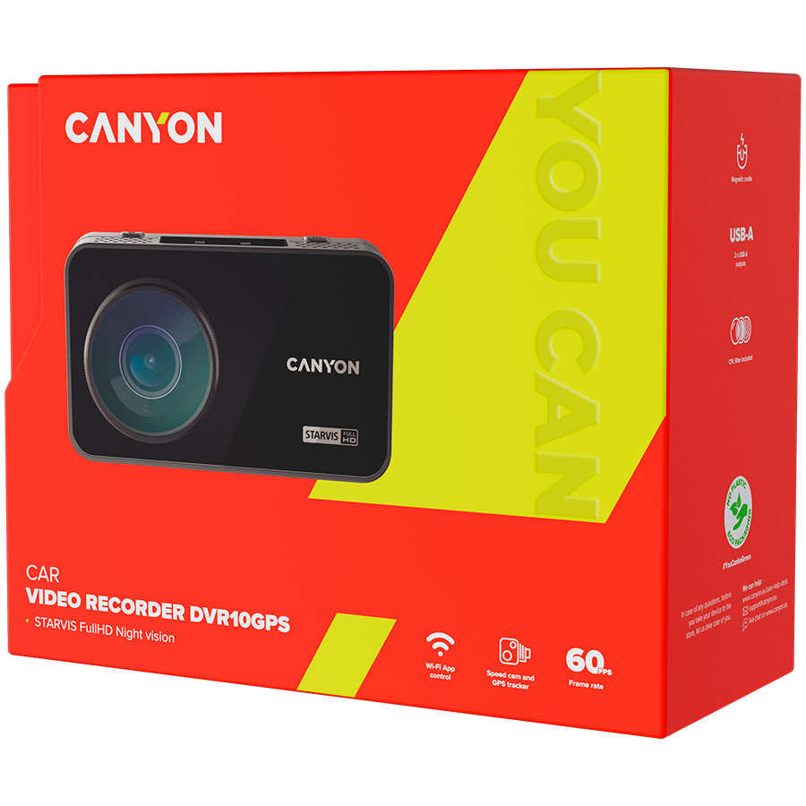 CANYON car recorder DVR10GPS FullHD 1080p Wi-Fi GPS Black [11]