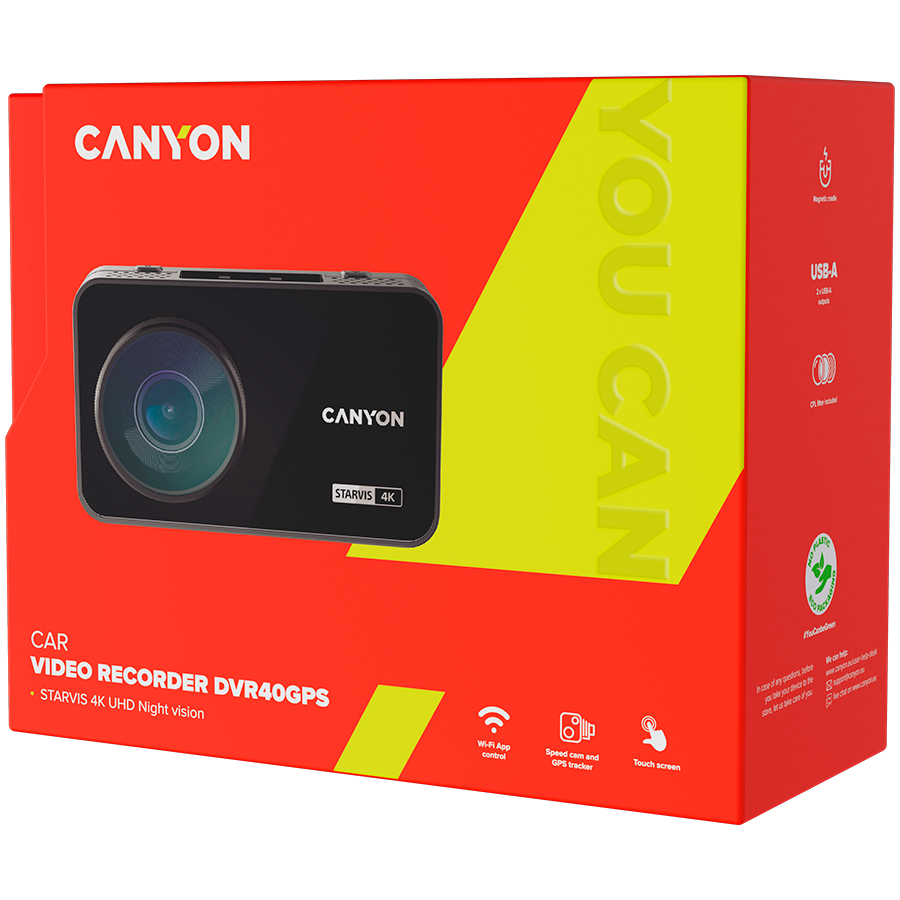 CANYON car recorder DVR40GPS UltraHD 2160p Wi-Fi GPS Black [10]
