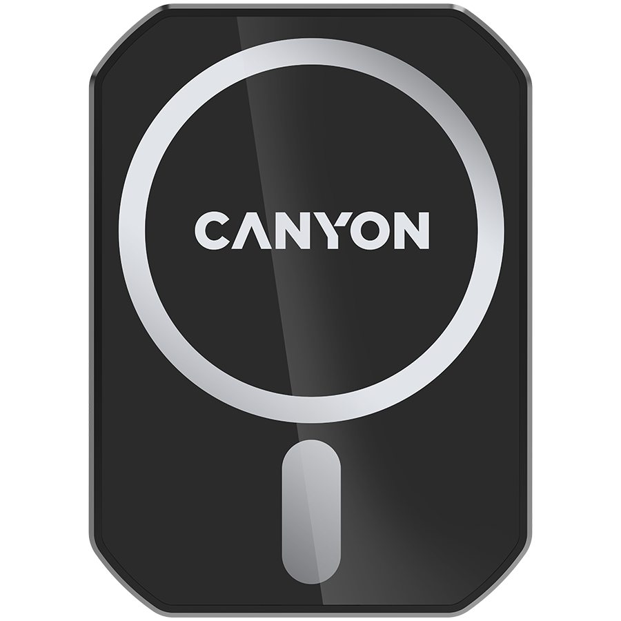 CANYON CH-15, Magnetic car holder and wireless charger, C-15-01, 15W，Input: USB-C: 5V/2A, 9V/3A;Output: 5W, 7.5W, 10W, 15W;83*60*8.15mm,0.147kg,black [1]