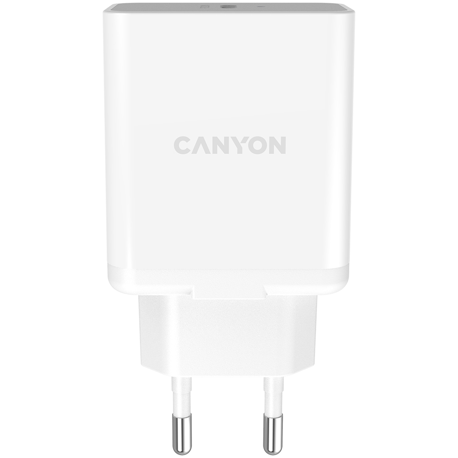 CANYON H-20, PD WALL Charger, Input: 110V-240V, Output:PD 20W, Eu plug, Over-load, over-heated, over-current and short circuit protection Compliant with CE RoHs,ERP. Size: 89*46*26.5mm, 52g, White [1]
