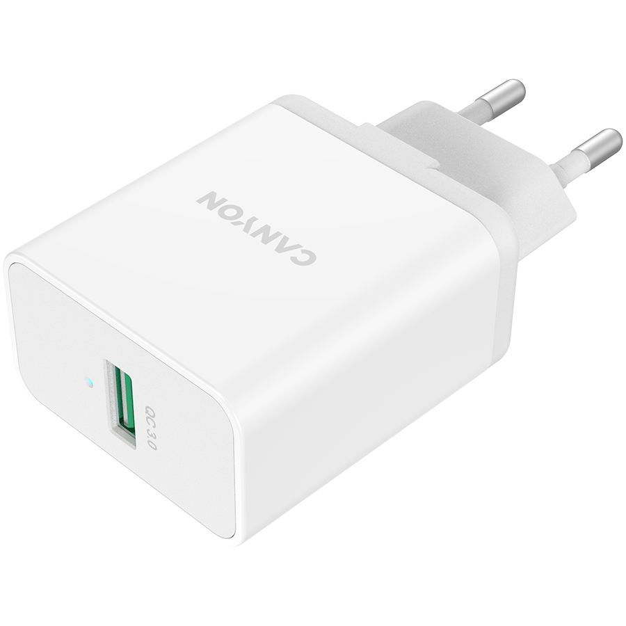 CANYON H-36-01, QC3.0 36W WALL Charger with 1-USB A Input: 100V-240V, Output: USB-A:QC3.0 36W (5V3A/9V3.0A/12V3.0A), Eu plug , Over- Voltage , over-heated, over-current and short circuit protection Co [2]
