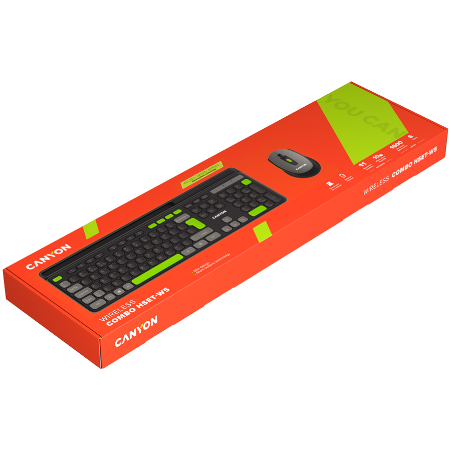 CANYON HSET-W5 EN Keyboard+Mouse AAA+AA Wireless Black [7]