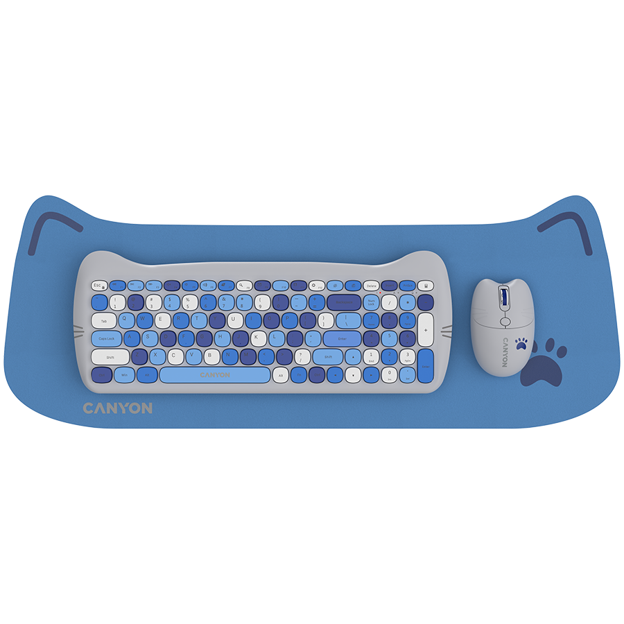 CANYON HSET-W6 EN Keyboard+Mouse Kitty Edition AAA+АА Wireless Blue [1]