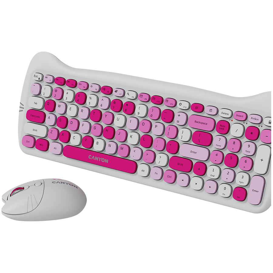 CANYON HSET-W6 EN Keyboard+Mouse Kitty Edition AAA+АА Wireless Pink [5]