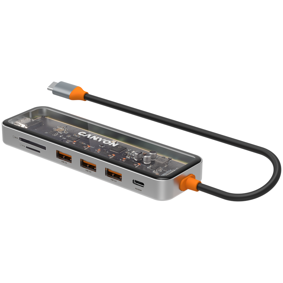 CANYON hub DS-13 7in1 4k USB-C Transparent Space Grey [3]