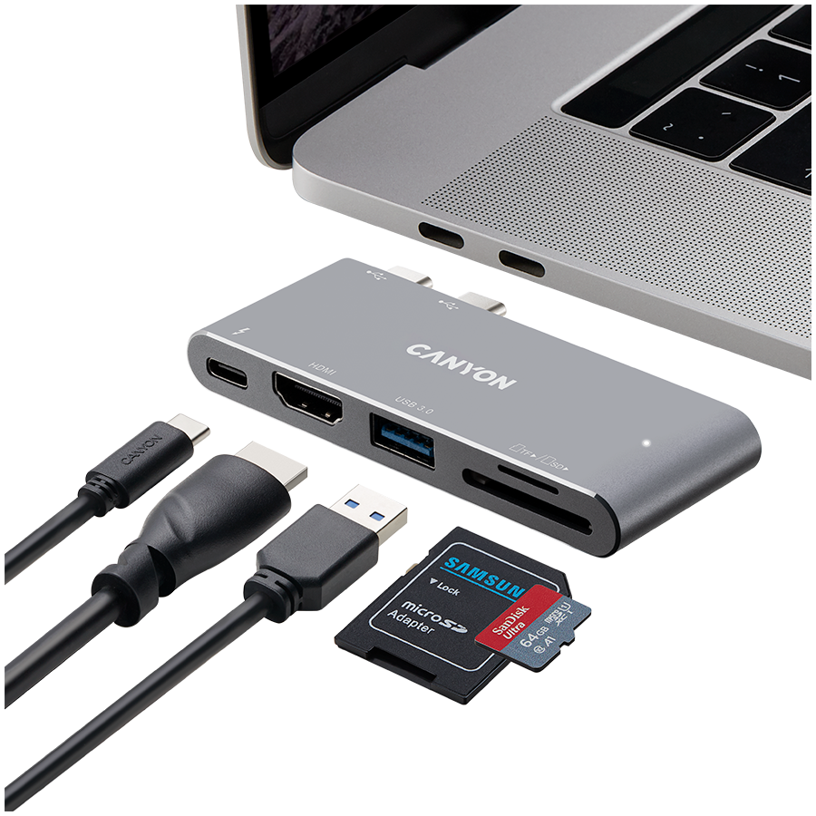 CANYON hub DS-5 5in1 Thunderbolt 3 4k Space Grey [4]