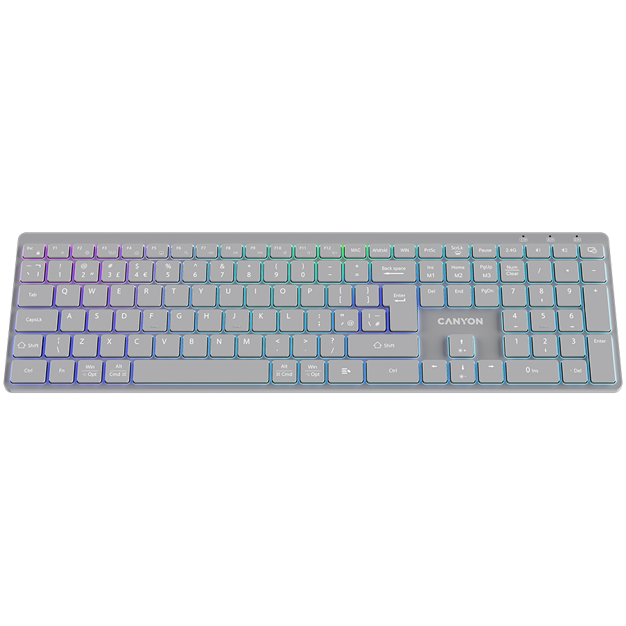 CANYON keyboard HKB-W11 UK/US RGB Dual Mode Wireless Grey [2]