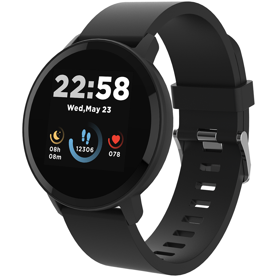 CANYON Lollypop SW-63, Smart watch, 1.3inches IPS full touch screen, Round watch, IP68 waterproof, multi-sport mode, BT5.0, compatibility with iOS and android, black, Host: 25.2*42.5*10.7mm, Strap: 20 [1]