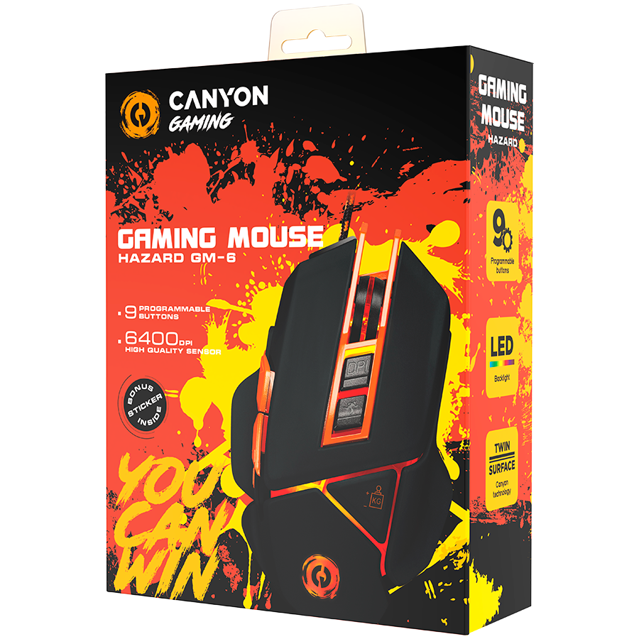 CANYON mouse Hazard GM-6 LED Wired Black Orange [6]