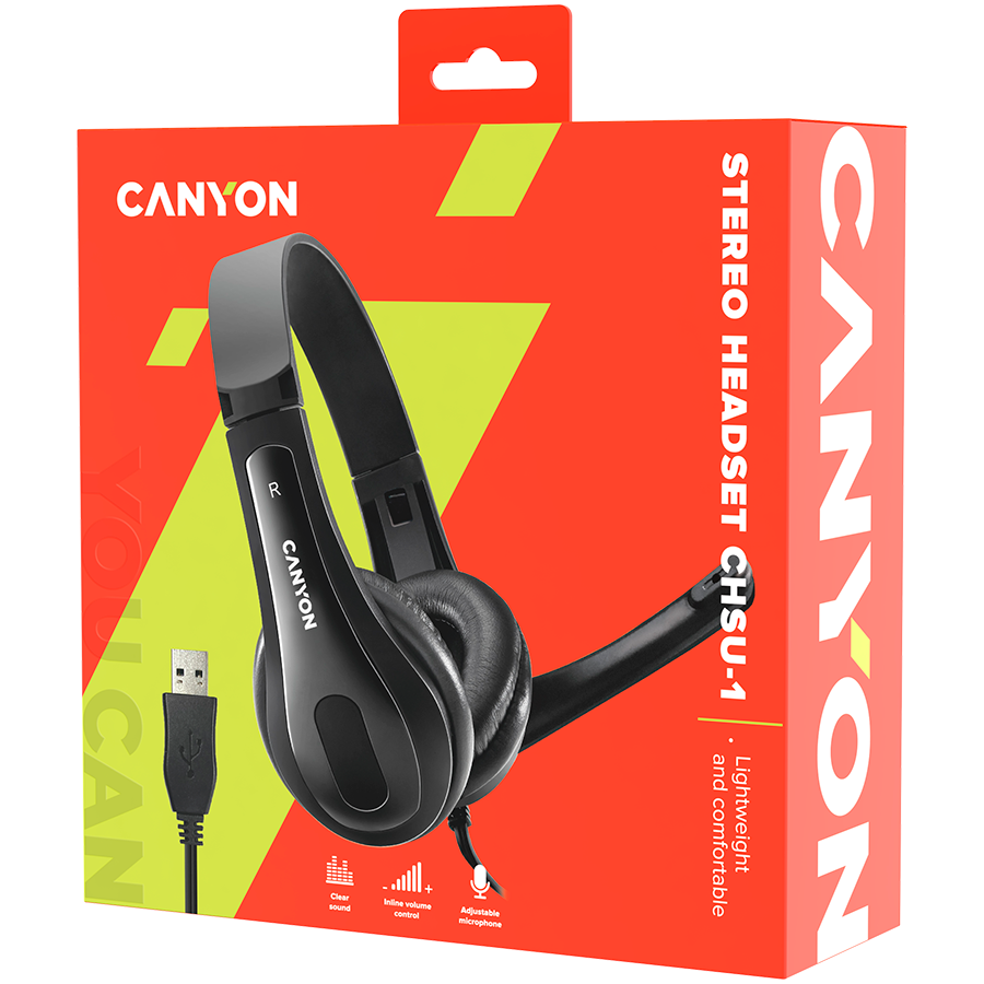 CANYON PC headset CHSU-1 PC Mic USB 2m Black [5]