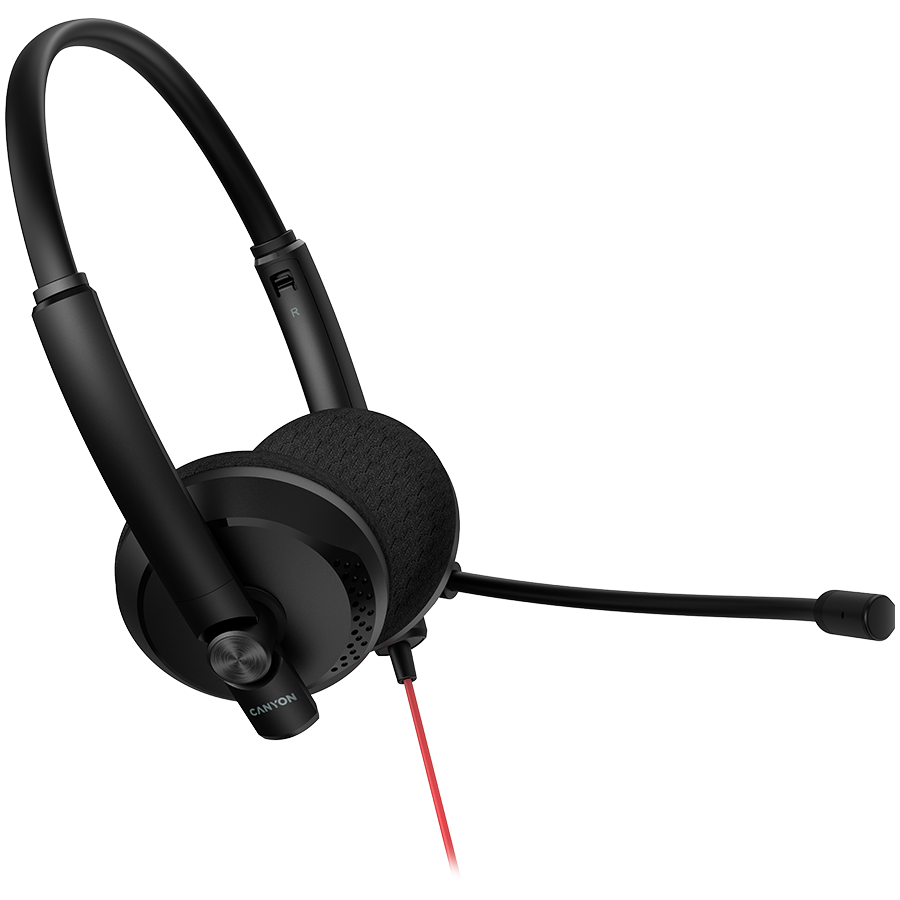 CANYON PC headset HS-07 PC Mic 3.5/USB Flat 2.8m Black [3]