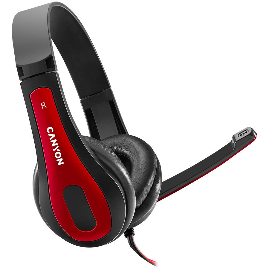 CANYON PC headset HSC-1 PC Mic Flat 2m Black Red [1]