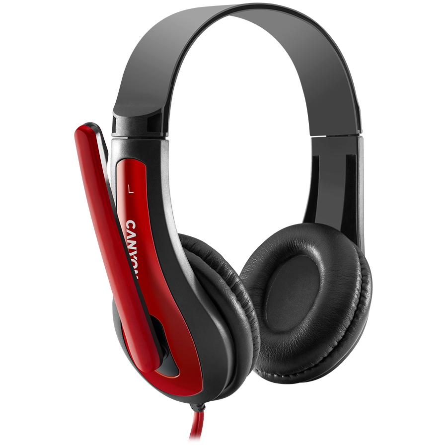 CANYON PC headset HSC-1 PC Mic Flat 2m Black Red [3]