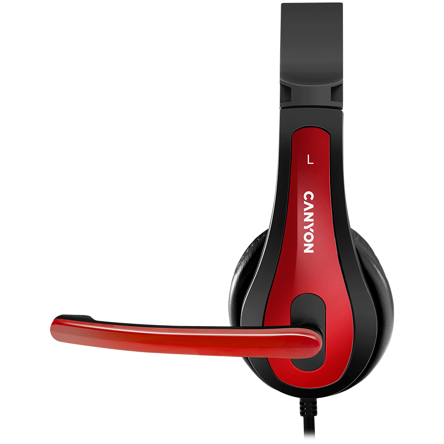 CANYON PC headset HSC-1 PC Mic Flat 2m Black Red [4]