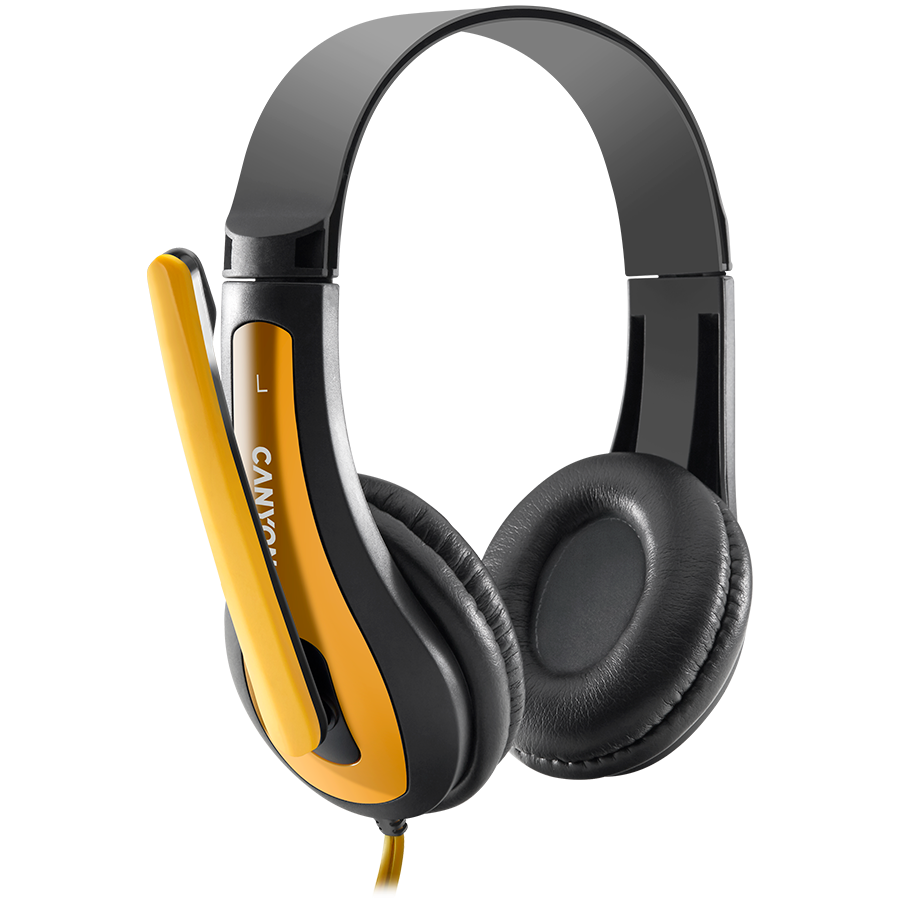 CANYON PC headset HSC-1 PC Mic Flat 2m Black Yellow [3]